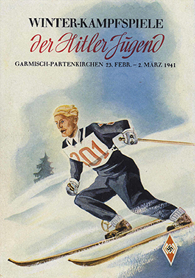 Propaganda postcard for a HJ ski competition